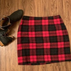 Vintage Red and Black Plaid Skirt